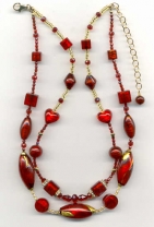 Red & Gold 2 strand Venetian bead necklace